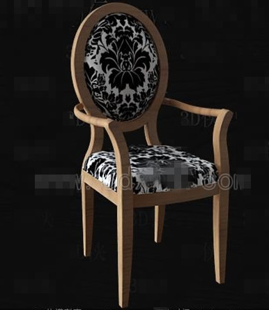 Tela blanco y negro silla de madera