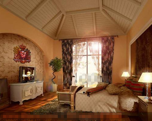 Extico dormitorio amarillo clido