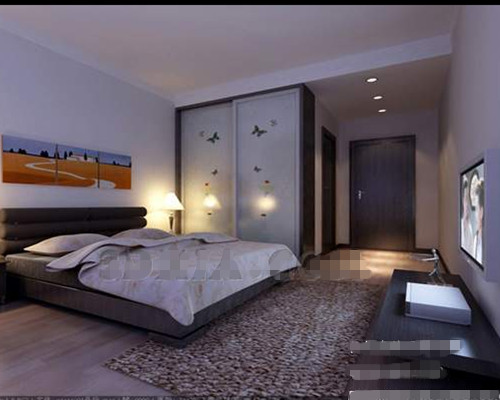 Ultra-simple dormitorio blanco y gris