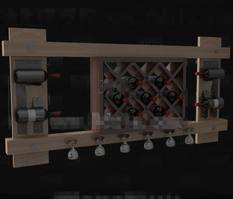 Estantera de madera de vino tinto