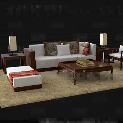 Madera marrn tela blanca combinada sof