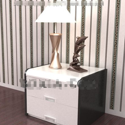 Lado de la cama en blanco y negro del gabinete
