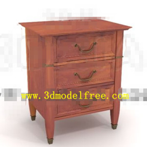 Tres cajones de mesa de noche de madera