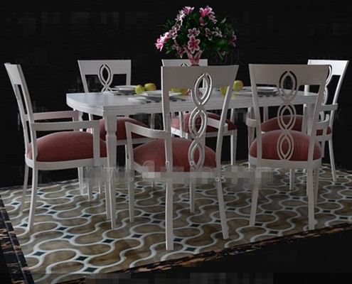 Combinacin fresca comedor rosa y blanca