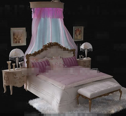 Estilo europeo exquisita rosa cama doble