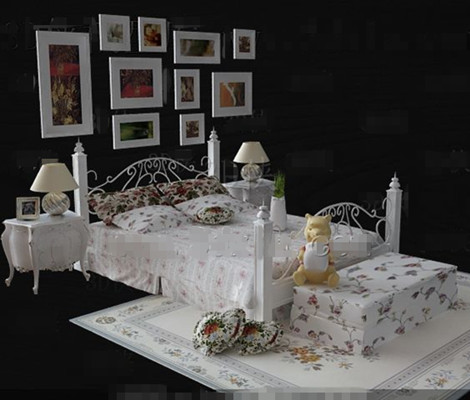 Fresco y confortable cama doble blanco