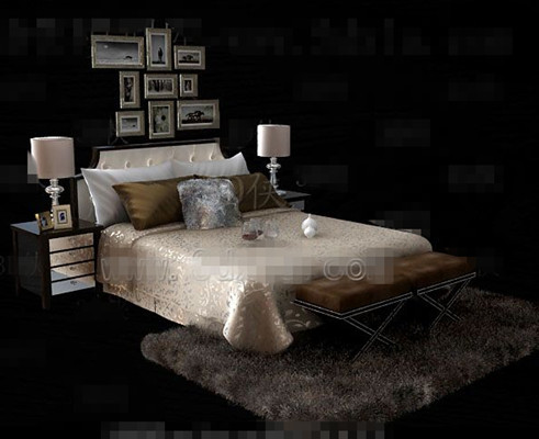 Oro de lujo cama modelo 3D