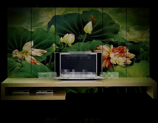 Estilo chino Lotus Pond pantalla de TV muro