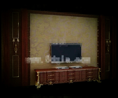 Estilo europeo lujo oro pared de TV