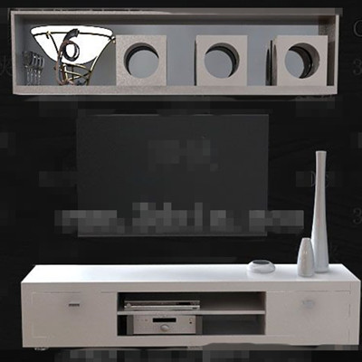 Simple caja madera televisor en blanco