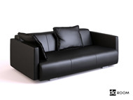Negro de piel suave sof de tres plazas