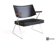 Silln de cuero negro de madera