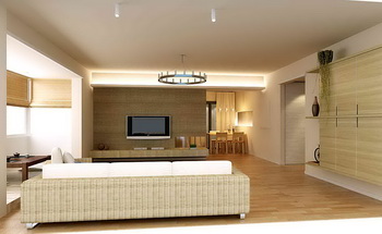 Estilo chino espaciosa saln madera