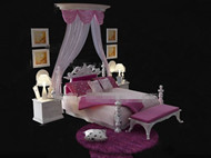 Cama de estilo europeo rosa y blanco
