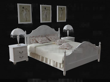 Estilo europeo exquisito blanco cama doble
