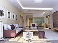 Ambiente luminosa sala blanco y morado