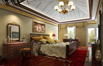 La decoracin dorada de dormitorio lujo