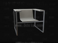 Silla de metal de cuadros suave y blanco