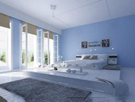 Confortable habitacin minimalista celeste