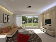 Moderna sala luz amarilla vida caliente