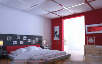 Moderna y elegante dormitorio deblanco rojo