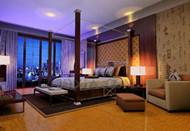 Dormitorio estilo chino elegante y oscura