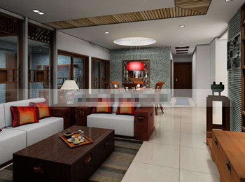 Estilo chino hermosa sala de estar