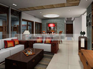 Estilo chino hermosa sala de estar