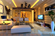 Moderna sala estar decorada exquisita