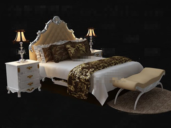 Exquisito y lujo cama matrimonial blanco
