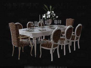 Largo y blanco forma combinacin de mesa cena
