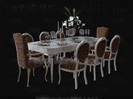 Largo y blanco forma combinacin de mesa cena