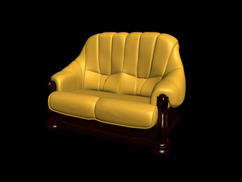 Estilo europeo sof cuero amarillo doble