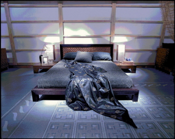 Base slida de madera doble cama modelo 3D