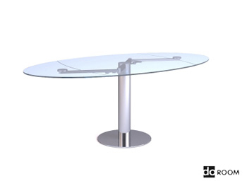 Superficie de cristal ovalada mesa