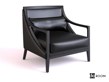 Cuero negro sof silln modelo 3D