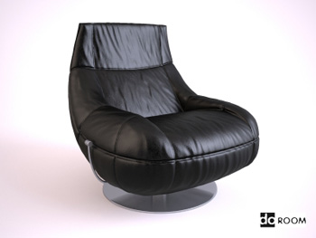 Cuero negro silla giratoria modelo 3D