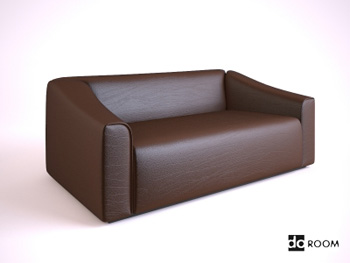 Un sof de cuero marrn del modelo 3D multijugador