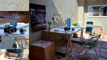 El modelo 3D banco al aire libre