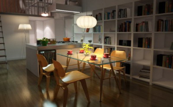 Modelo 3D de la cocina de estilo moderno restaurante