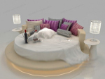Modelo 3d cama redonda europea