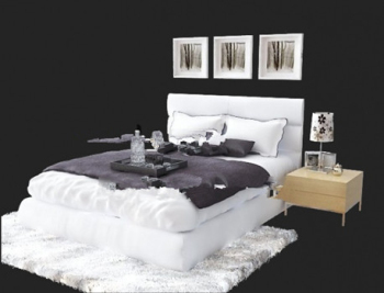 3d modelo de dormitorio blanco