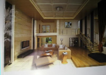 La tapa dura de buen gusto minimalista sala de estar modelo 3D