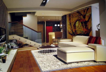 Moderno duplex minimalista sala de estar