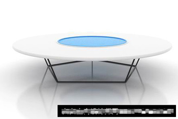 Blanco-azul el modelo 3D de la mesa redonda minimalista moderno