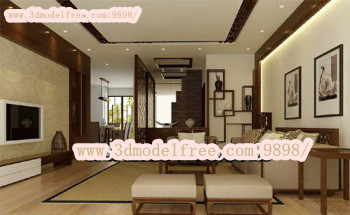 Minimalista cuarto moderno modelo 3D Chinese vida