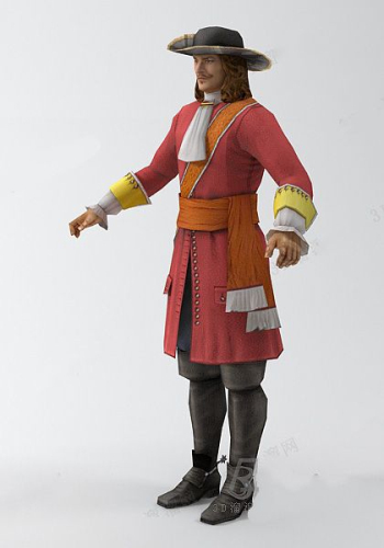 El modelo 3d nobleza masculino rojo