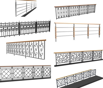 Modern modelo 3D barandilla