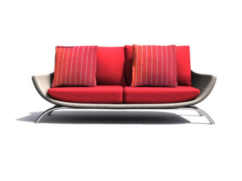 Elegantes modelos del interior 3d sof rojo