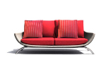 Elegantes modelos del interior 3d sof rojo
